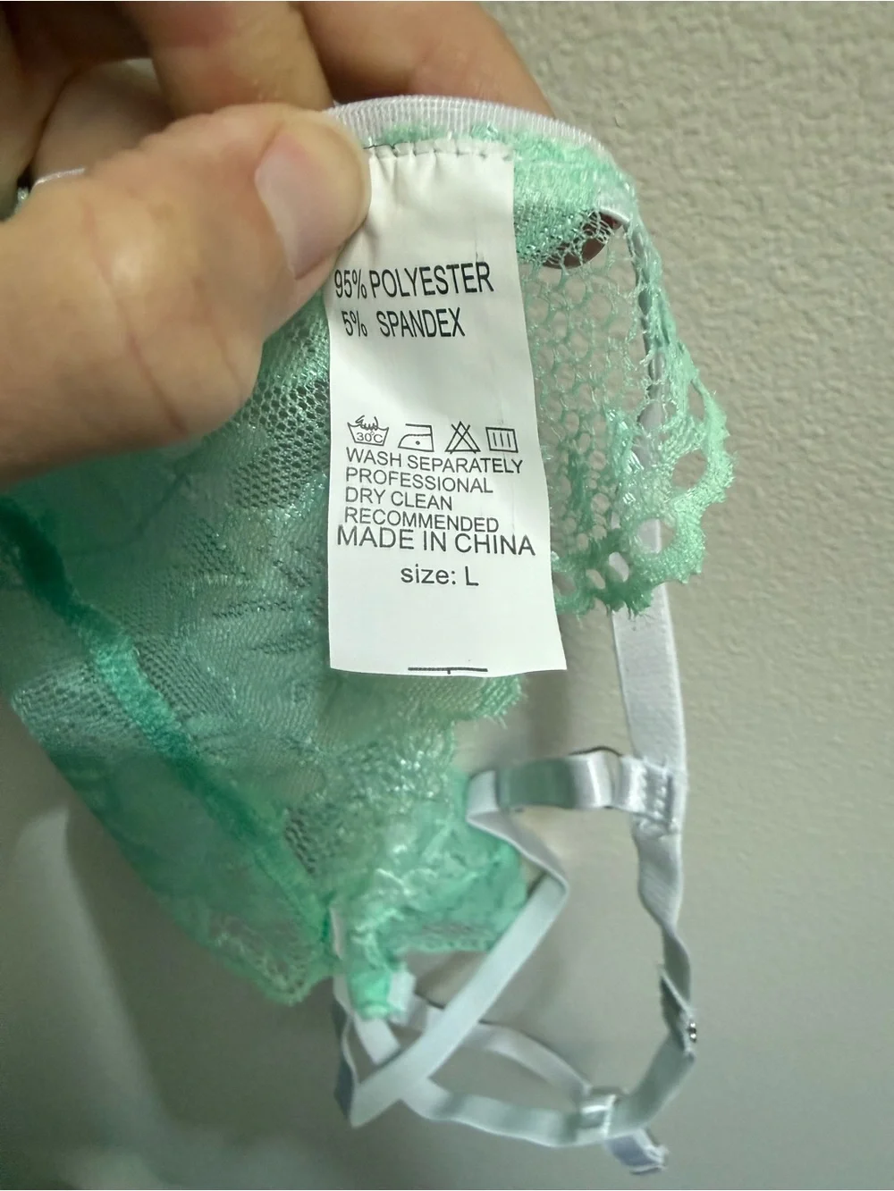 SHEIN Mint Lace Bralette & Thong 3-Piece Set